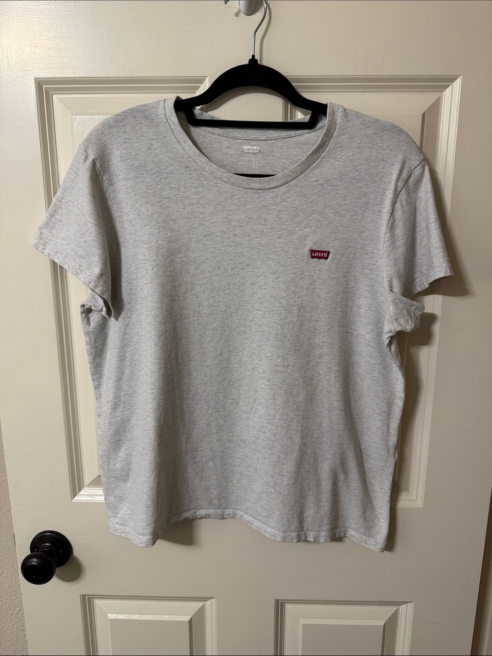 Levi's Light Gray Crewneck Tee with Small Red Logo Patch